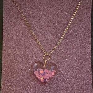 Heart Pendant Necklace with Pink Accents